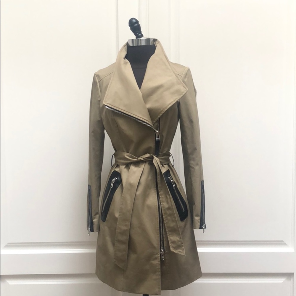 Mackage Estela belted Trench with leather trim